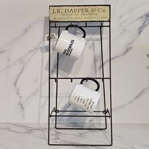 Black Wire Mug Rack with Rustic Sign